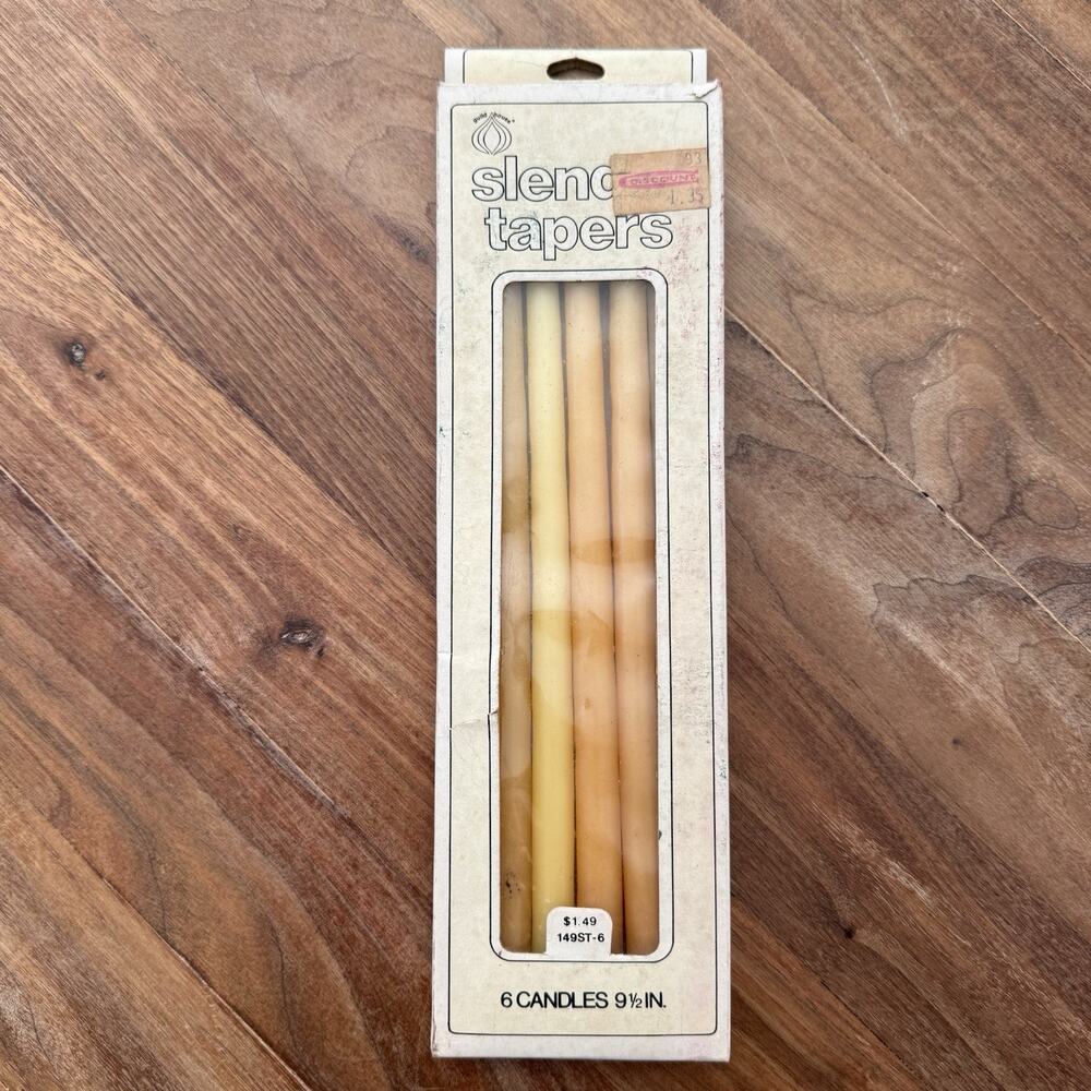 Vintage 1970s Guild House Slender Tapers 9.5” Honey-Orange NOS Set/6 Candles